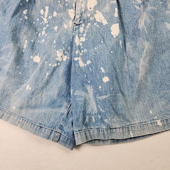 VTG Ralph Lauren Country Pleated Front Distressed Denim Jeans Shorts Size 12 Y2K - Picture 7 of 12